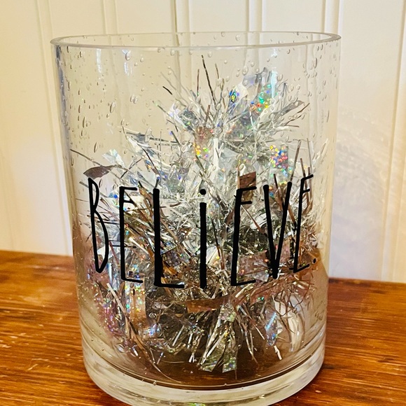 BELIEVE Rae Dunn Bubble Glass Vase Jar - Picture 2 of 3